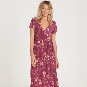 Billabong Red Floral Wrap Dress Large